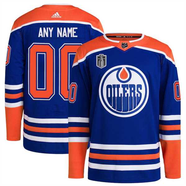 Men%27s Edmonton Oilers Custom Royal 2024 Stanley Cup Final Patch Stitched Jersey